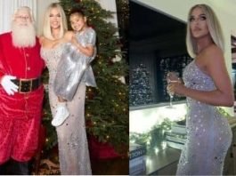 Khloé Kardashian and her Daughter True twins dressed in silver gowns on Christmas Eve Khloé Kardashian and her daughter Khloé Kardashian For Christmas, true twins dressed in silver gowns