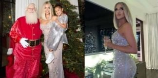 Khloé Kardashian and her Daughter True twins dressed in silver gowns on Christmas Eve Khloé Kardashian and her daughter Khloé Kardashian For Christmas, true twins dressed in silver gowns