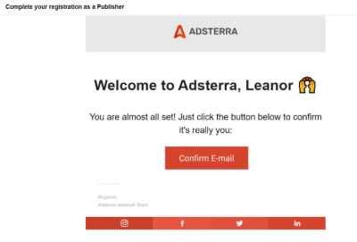 Adsterra Signup Email Confirmation